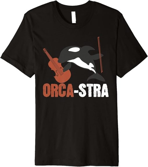 Whales Joke Pun Orchestra Orca-Stra Cello Orcas Orca Whale Premium T-Shirt