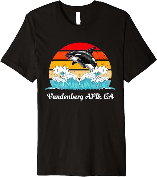 Vintage Vandenberg-AFB CA Distressed Orca Killer Whale Art Premium T-Shirt