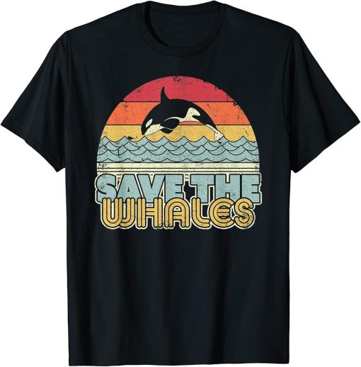 Save The Whales Shirt. Retro Style Orca, Killer Whale T-Shirt