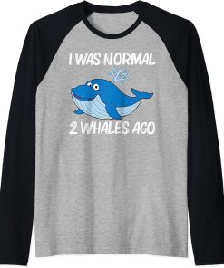 Funny Whale Art For Men Women Orca Narwhal Blue Whales Raglan Baseball Tee